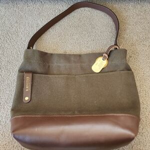 R. Riveter Olive and Brown Canvas Tote